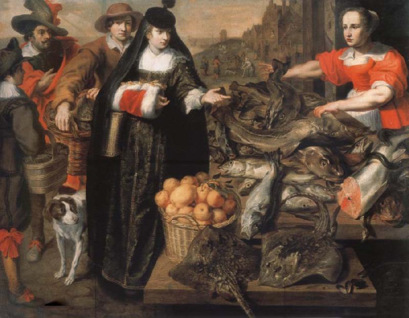 Adriaen Van Utrecht The old fish market in Antwerp